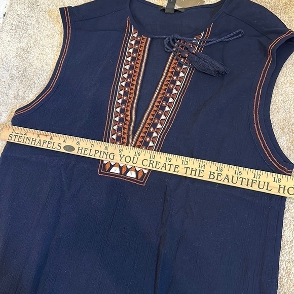 NEW J. Crew Blouse Tank Aztec XS Cotton Blouse Top Navy Southwest Vibe - Picture 12 of 15
